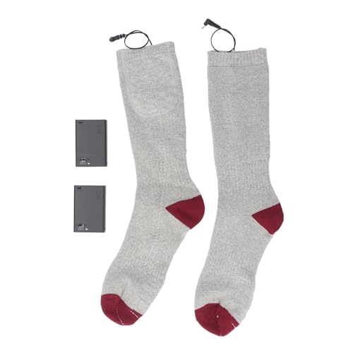 Chaussettes chauffantes électriques grises en coton à piles taille unique pour l'hiver