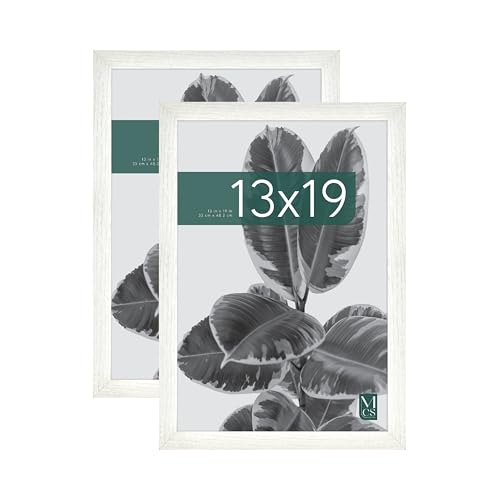 MCS Studio Gallery 13x19 Picture Frame White Woodgrain, Rectangle Photo Frame for Photos, Posters & Art Prints (2-Pack)