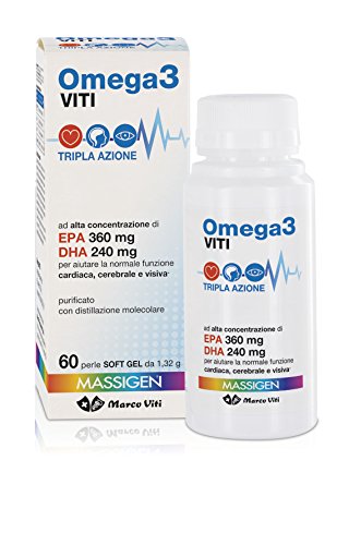 MASSIGEN OMEGA 3 CON EPA e DHA 60 PERLE DA 1,32 g MARCO VITI TRIPLA AZIONE FUNZIONI CARDIACHE, VISIVE, CEREBRALI