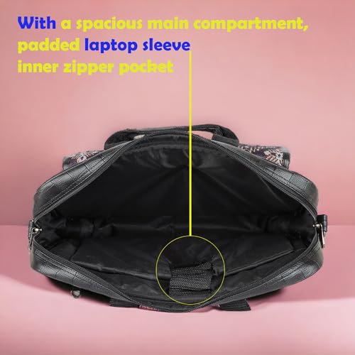 Image of Bagneeds Printed Febric With PU Leather Formal /Casual Office Laptop Messenger Bag For Men and Women