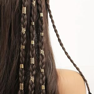 OUDQFCJ 80 Stück Haarschmuck Gold, Piraten-Schmuck, Verstellbarer Loc-Schmuck für Zöpfe, 6 Stile für Herren, Damen, Jungen und Mädchenaccessoires