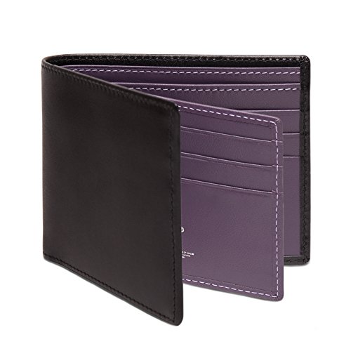 Ettinger Men's Sterling Collection Billfold Wallet With 12 Credit Card Slots, Black/Purple #TOP2