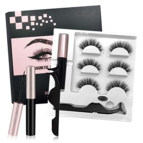 3 pares de pestañas postizas 3D Faux Mink Lashes Aspecto natural Wispy pestañas postizas,...