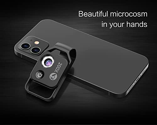 200X Phone Mini Pocket Microscope, with LED Light/Universal Clip, Portable Digital Microscope Camera Lens Attachments for Smartphone, Open up The microworld for Kids Adults (Black with CPL)