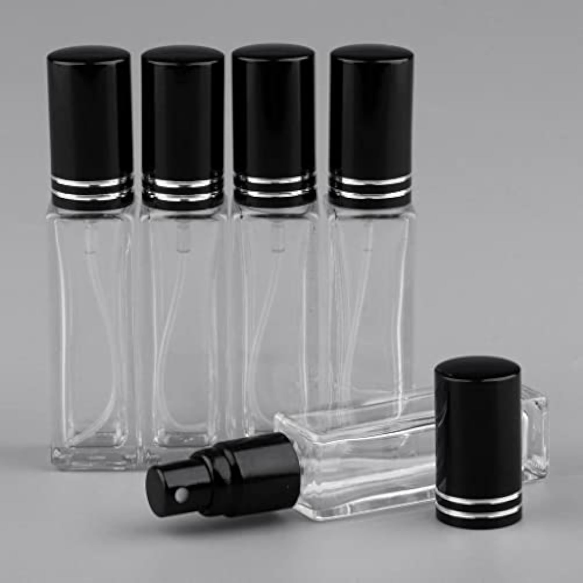 4x5x 8ml Refillable Perfume Empty Spray Bottle Black Cap