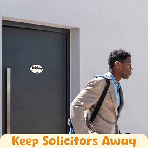 Image of Woodamore No Soliciting Sign For House Door - Do Not Knock Or Ring Doorbell Sign For Front Door Hanging, No Soliciting Signs For Home, No Solicitors Signs For Office