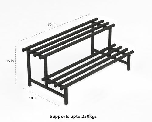 Image of Mighty Home 2-Tier Metal Plant Stand, Stylish & Sturdy Iron Rack for Home, Balcony & Garden, Space-Saving, Durable, Ideal for Indoor & Outdoor Decor, Black, Single Pack