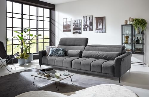 Big-Sofa Wolve in grau, 2 elektrische XXL-Sitztiefenverstellungen,...