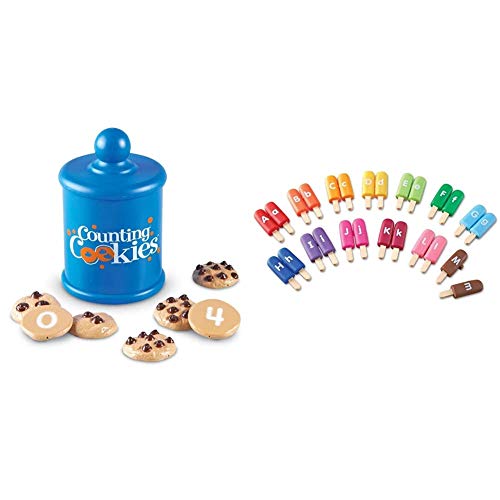 Learning Resources Smart Counting Cookies, 13 Piece Set, Ages 2+ & Resources Smart Snacks Alpha Pops, Alphabet Matching & Fine Motor Skills Toy, 26 Double Sided Pieces, Ages 2+,Multi-Color