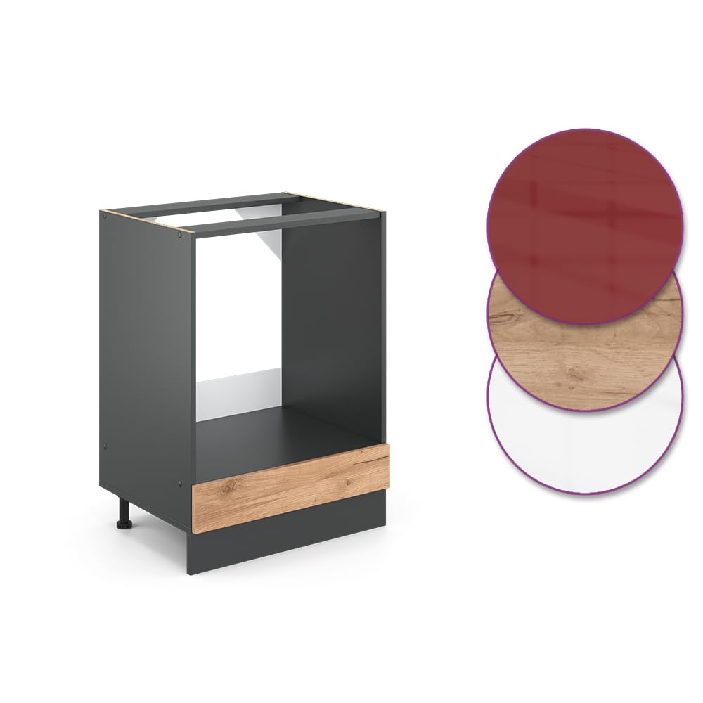 Vicco Mobile per forno da incasso R-Line, Rovere dorato, 60 cm senza piano di lavoro, per la libera combinazione all'interno di sistemi cucina modulari