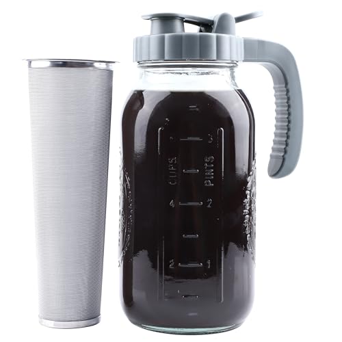 Cold Brew Coffee Maker 64 OZ Mason Jar Cold Brew Pitcher With Inf...