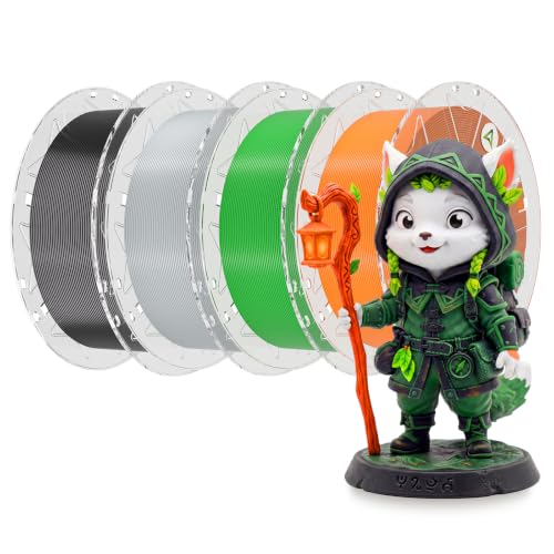 Image of Creality 3D Printer RFID Filament Bundle, Hyper PLA Filament 1.75mm for 3D Printing, Hyper PLA RFID Filament No-Tangling High Precision, 1KG(2.2 lbs) Spool (Black+Gray+Green+Orange)