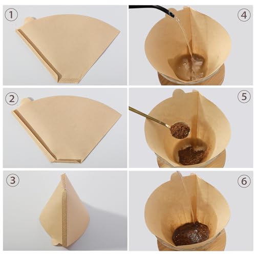 Image of Coffee Filters #2, 600Pcs Unbleached 2 Cone Filters Paper | Natural Wood Pulp, Disposable, Tear Resistant Coffee Filter for Pour Over and Drip Coffee Maker