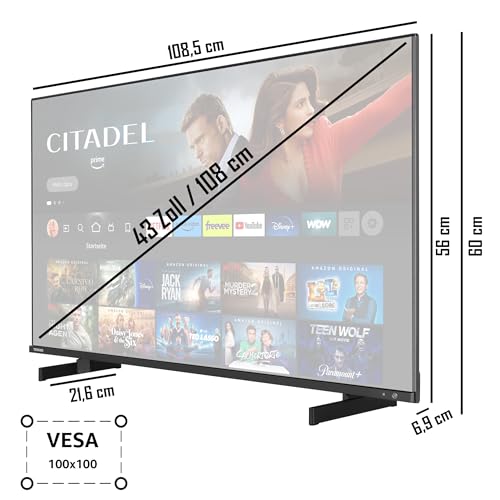 Toshiba 43QF5D63DA 43 Zoll QLED Fernseher/Fire TV (4K Ultra HD, HDR Dolby Vision, Smart TV, Triple-Tuner, Alexa Built-In, Bluetooth, Sound by Onkyo) [2023], schwarz – Bild 4