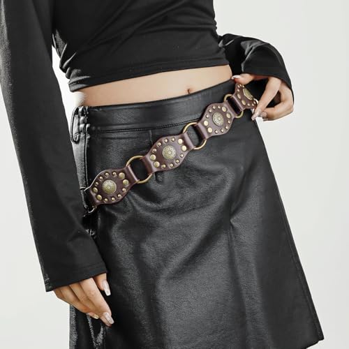 Western-Belts for Women Cowgirl-Disc-Belt - Wide-Disc-Belts Concho-Rivet-Belts for Jeans Pants(for 26-36''Wasit)2