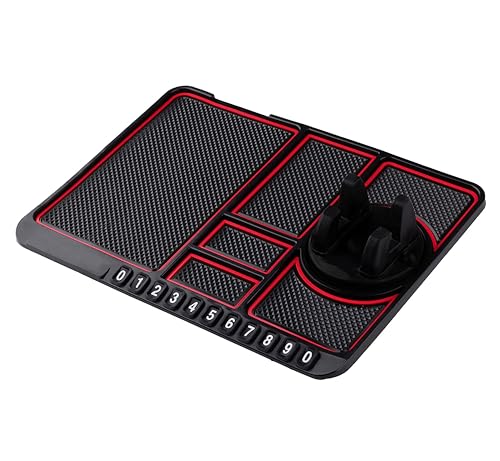 Image of GLUN Anti-Slip Car Dashboard Mat with Phone Holder, Universal Non Slip Sticky Rubber Pad with 2 Fresh Aroma Sticks & Radium Night Glow