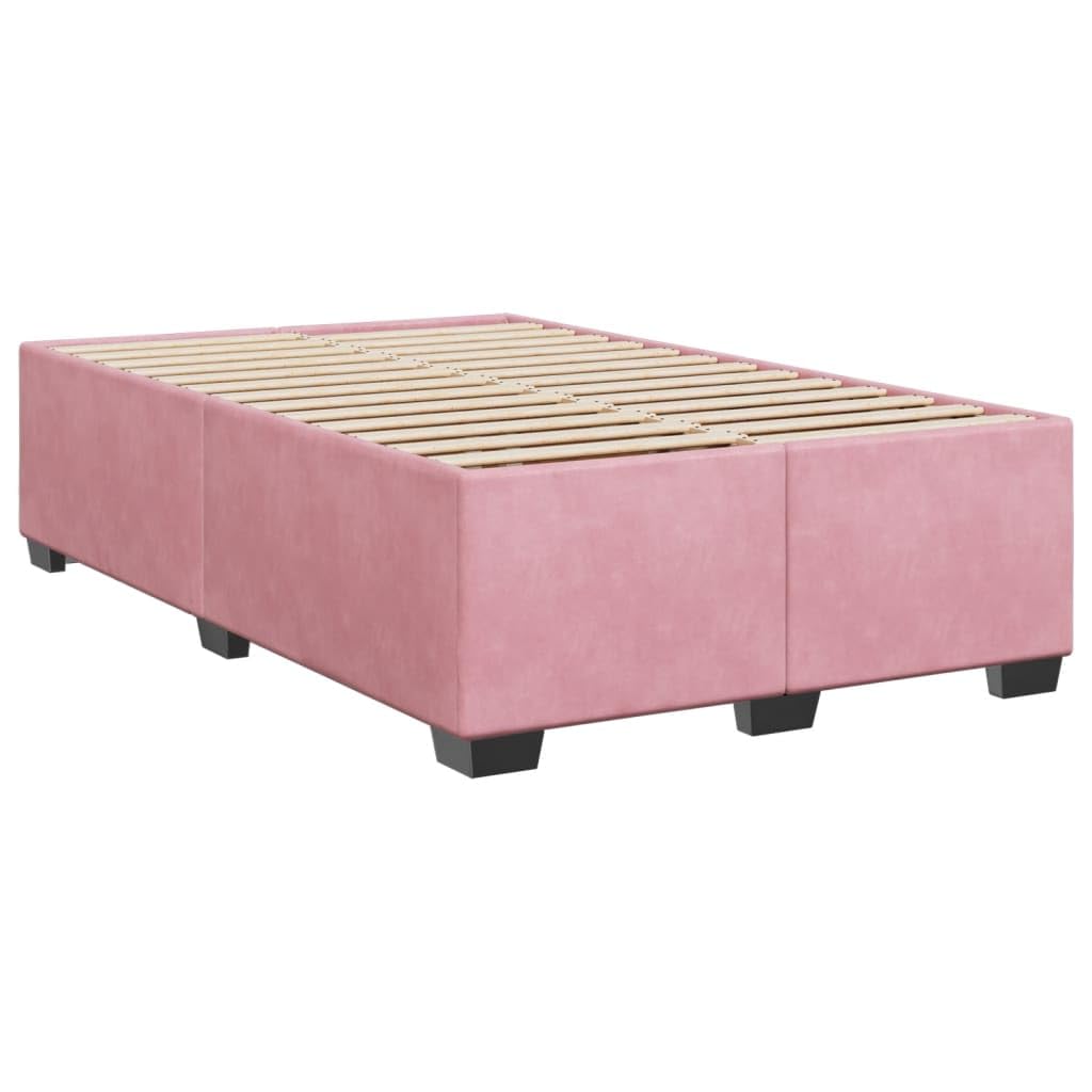 Cama con somier rosa de terciopelo 120 x 200 cm con LED USB, cabecero regulable en altura regulable, colchón de resistencia media para jóvenes, dormitorios, habitaciones de invitados