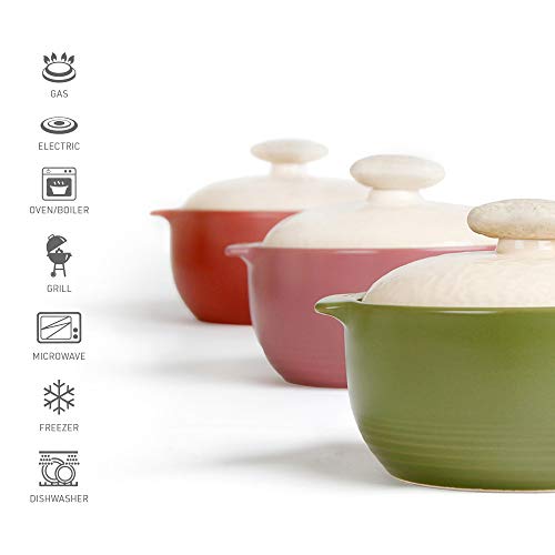 Neoflam 2 Quart Non-Stick Ceramic Casserole Pot, Dutch Oven, Clay Pot, Stockpot for Stew, Soup, Steam, Scratch Resistant, Refrigerator, Oven Safe, Heat Resistant up to 752F with White Lid, Plum Color - Thumbnail 4
