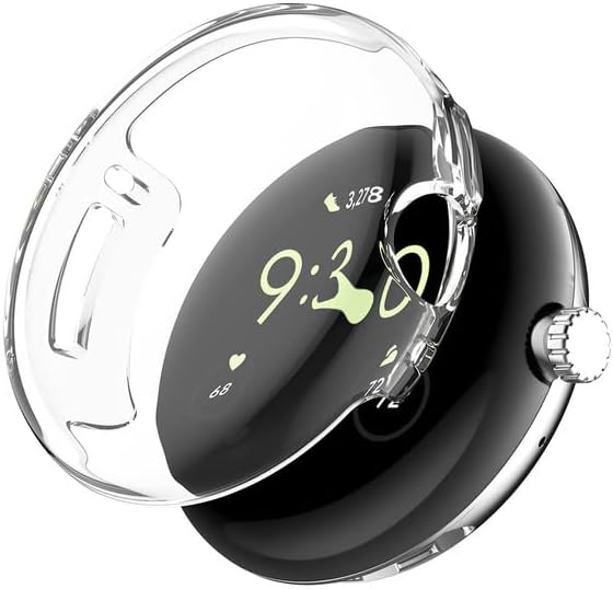 Funda compatible con Google Pixel Watch 2 (2023)protector de pantalla de Pixel Watch, cubierta protectora completa contra golpes, marco chapado en