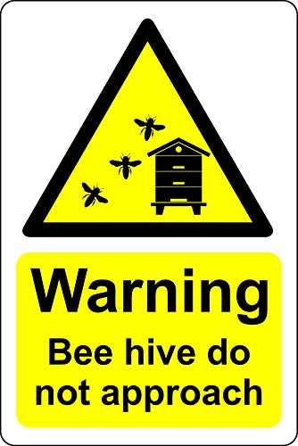 Warning honey bee hive do not approach Beekeeping safety sign - 1.2mm Rigid plastic 300mm x 200mm