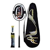 LANGNING Ultraleichte 7U / 8U Hornet Badmintonschläger, 68 g, 62 g, Vollkohlefaser, professionelles Einzelspiel für professionelle Spiele, maximal 15 kg, Schwarz 8U