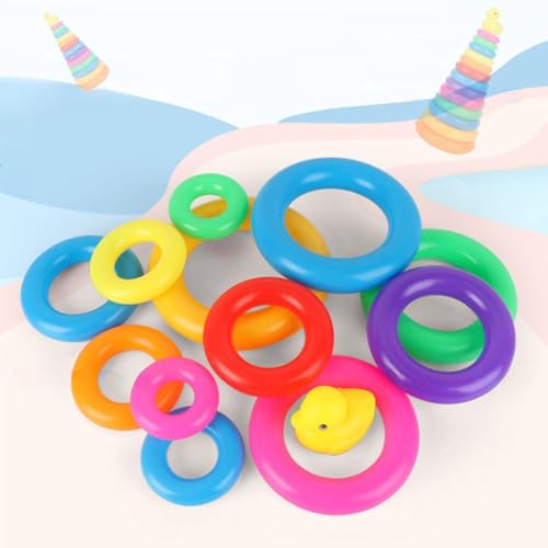 Brinquedo Educativo Pirâmide Blocos de Montar Argolas de Empilhar 8 Peças Modelo Grande 25cm Linha P