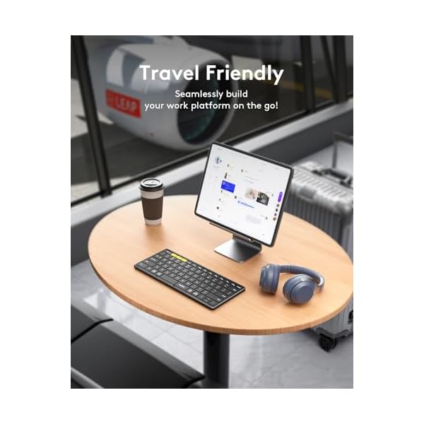 Samsers Full-Size Foldable Bluetooth Keyboard, KF08S Wireless Folding Keyboard with PU Leather Cover, Portable Travel Keyboard for iPhone iPad Smartphone Tablet Laptop, Android Windows Mac OS, Black - Image 4