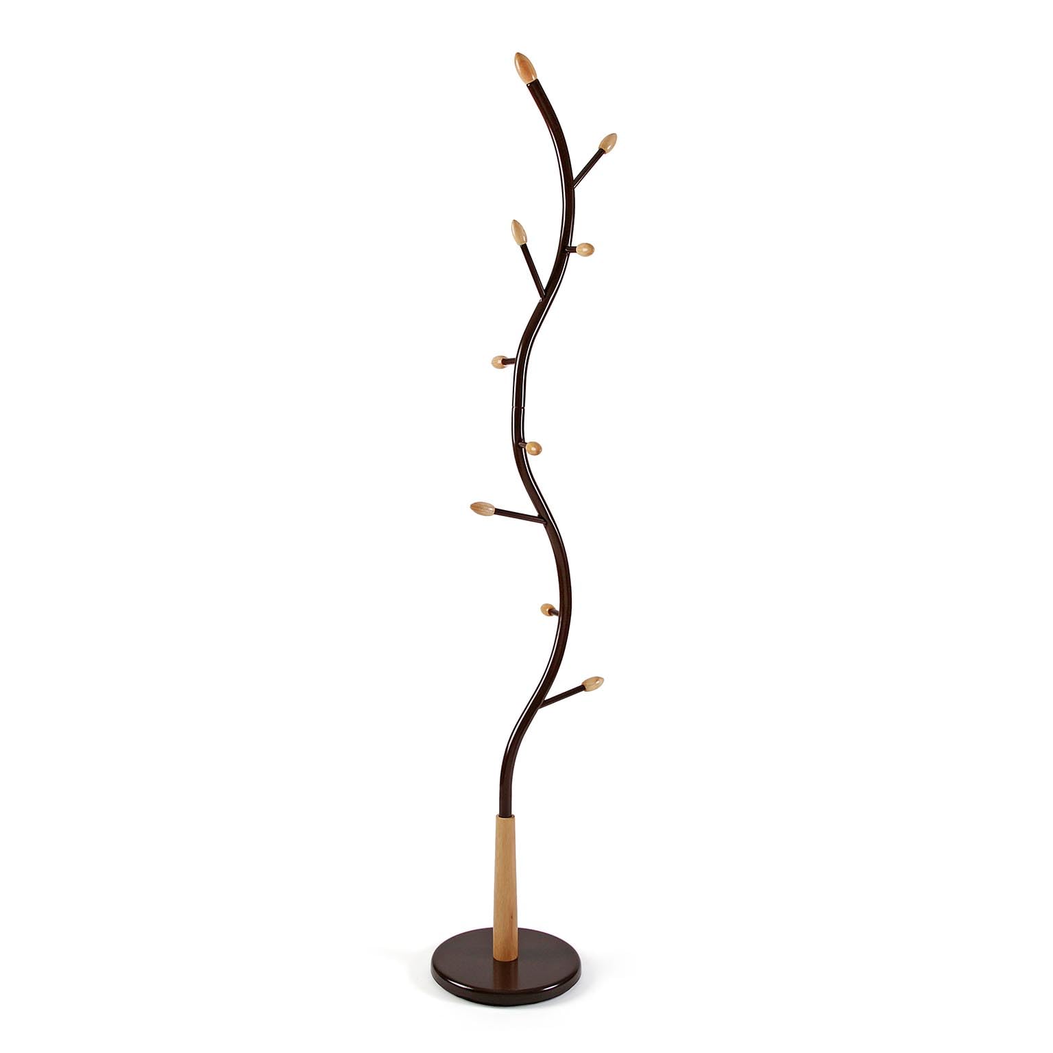 Versa Swindon Minimalistyczny wieszak na ubrania z 9 haczykami lub wieszakami na ubrania lub torby do przedpokoju, wymiary (wys. x szer. x gł.) 180 x 30 x 30 cm, metal, brąz