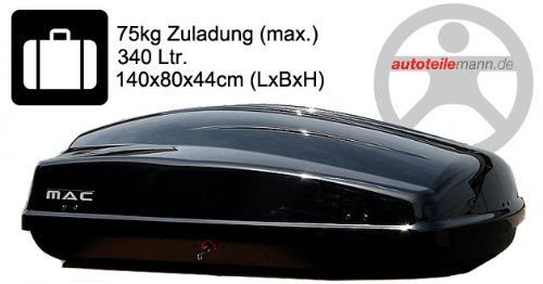 Preisvergleich Produktbild Modula Dachbox Ciao 340 Autobox schwarz glänzend