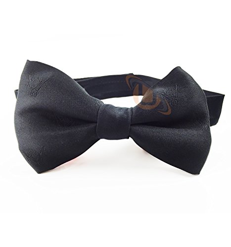 Masonic Regalia Craft Bow Silk Tie with self Design Masonic Tie Black BT014