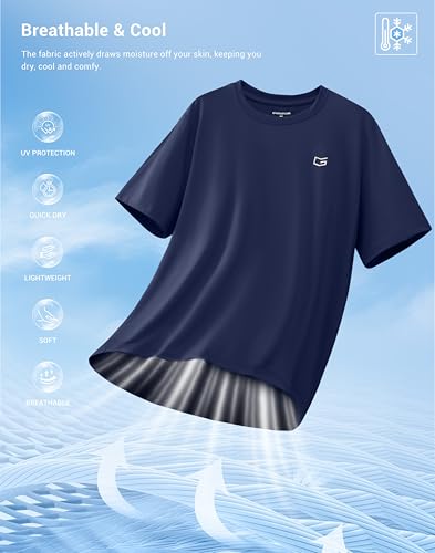 Image of G Gradual Men's Sun Protection Swim Shirt UPF 50+ Rash Guard Short Sleeve Quick Dry Water Hiking Workout Shirts for Men