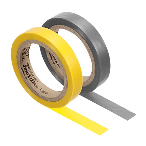 PATIKIL 26Ft Grip Finishing Tape, 2 Pack PVC Racquet Finishing Tapes Racket Accessories Sticky Seal for Tennis Badminton Grey/Yellow