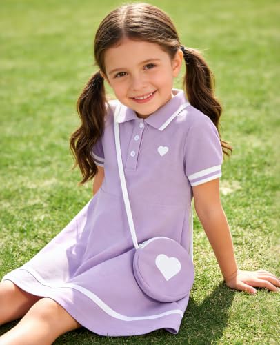 Move Dance Little Girls Sporty Dress Size 6-7 Purple Sundress with Bag - image 5