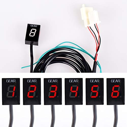 For Honda RVT1000RR RC51 2000-2006 CBR1100XX Blackbird 1996-2008 ST1300 2002-2007 GL1800 Goldwing 2001-2004 Gear Indicator LED 1-6 Level Display Shift Light Bike Meter (Red,Gear Indicator)