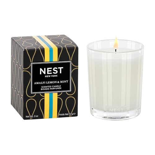 Image of NEST New York Scented Votive Candle, Amalfi Lemon & Mint - 2 oz - Up to 28-Hour Burn Time - Reusable Glass Vessel