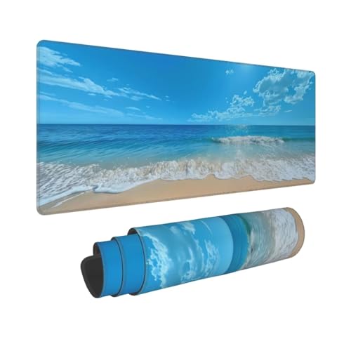Jaxiaco Mouse Mat Gaming Extended Large Desk Pad XXL (800x300x3 mm) Washable Mouse Pad Laptop Desk Mat, Blue Ocean Mouse Pad, with Anti-Slip Rubber Base, Extended Mouse Pad for Home& Office N-781