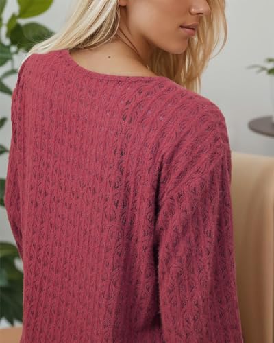 Image of Lotusmile Women's Soft Fuzzy Knit Hollow Out Lace Blouses Criss Cross V Neck Tops for Women Dressy Casual