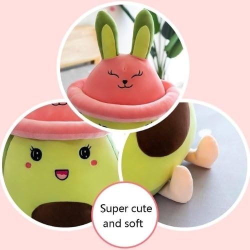 Image of VanityX Cute Plushed Funky Plushie Soft Avocado with Cap Pillow Cuddly Soft Toy Stuffed Doll Toy for Home, Office, Nursery Beds, Kids Room (Size 35 Cm)