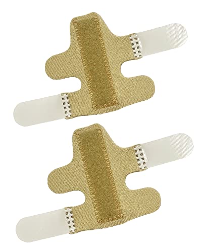 LUSAS 指サポーター 2個セット ゆび用 柔道整復師推奨 左右バンドでズレにくい 指 固定 フィンガーサポーター すべての指に適応 フリーサイズ (ベージュ)