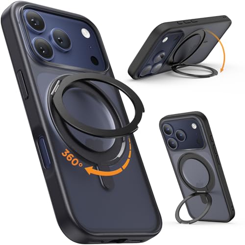 SURPHY iPhone 17 Pro �p�X�^���h�P�[�X ������,6.3�C���`(2025) 360°��]�\�ȃX�^���h MagSafe�Ή� ���c���� �p�x���� �B�����[�� �}�O�l�b�g���� �X�}�z�P�[�X iPhone 17 Pro�p�������}�b�g�P�[�X�i�u��