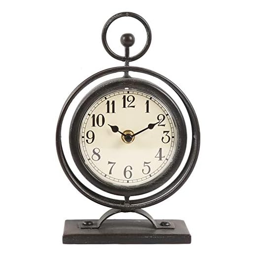 Small Vintage Metal Desk Clock, Decorative Table Clock for Living Room Decor, Silent Mantel Clock Farmhouse Shelf Decor Battery Operated, 9.5" Black