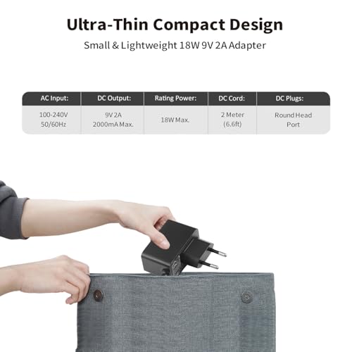 Netzteil 9V 2A Ladekabel für Christopeit AL 2 AX7000 Heimtrainer Ergometer Ersatzteile, Kettler Axos Cross P/Giro P AXOS Cycle P Crosstrainer JAD-0900500E, Laptop Lautsprecher Monitor Ladegerät