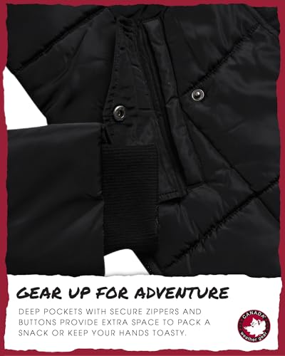 CANADA WEATHER GEAR Girls Winter Jacket - Long Length Quilted Bubble Puffer Parka - Heavyweight Weather Resistant Coat (7-16)3