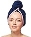 Produktbild Sowel® Haarturban aus 100% Bio-Baumwolle, Turban Handtuch mit Knopf, Damen und Herren, Navy/Pink