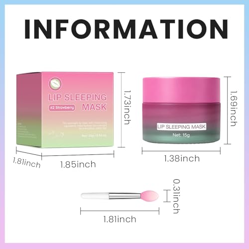 Image of FeiCuiYun Lip Sleeping Mask, Moisturization and Antioxidants, Nourish, Hydrate, Flaky, Dry Lips, Includes Softapplicator Brush (06#Strawberry, 1Pcs)