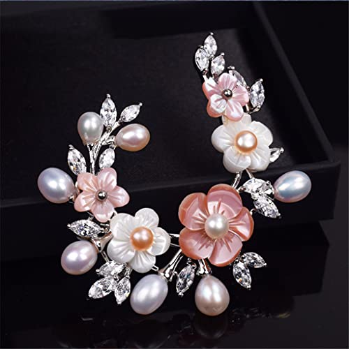 Broche perles d'eau douce véritable pour costume rétro élégant - 3