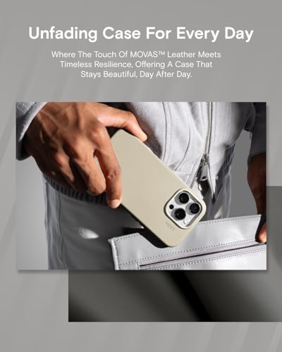 MOFT Capa Snap MOVAS™ para iPhone 16 Pro, compatível com MagSafe, capa magnética de couro vegano premium com sensação suave, cor duradoura minimalista, capa protetora de 6,3 polegadas, bege terra