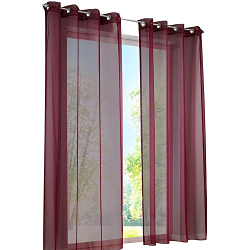 BAILEY JO 1 Panneau Rideau Voilage à Oeillets LxH/140x145CM Blanc Photique Simple Couleur Uni Décoration de Fenêtre Chambre/Salon/Balcon