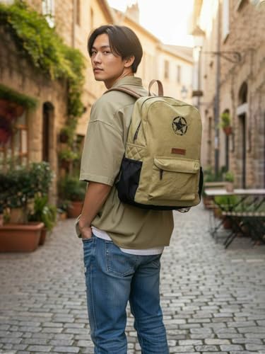 Image of The House of tara Canvas Laptop Backpack for Men & Women 18 Liters | Casual Bag with Waterproof Inner Lining & Laptop Compartment (fits up to 15.6 Inch) | Suitable for College & Travel (Beige)