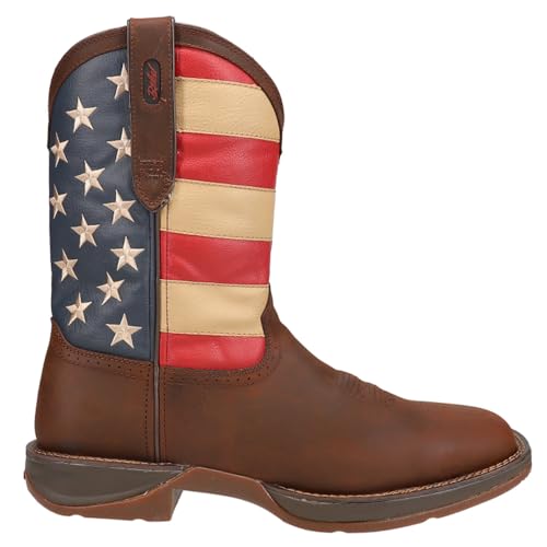 Durango Mens Patriotic Pull On Western Flag Square Toe Casual Boots Mid Calf - Brown - Size 8.5 EE_M